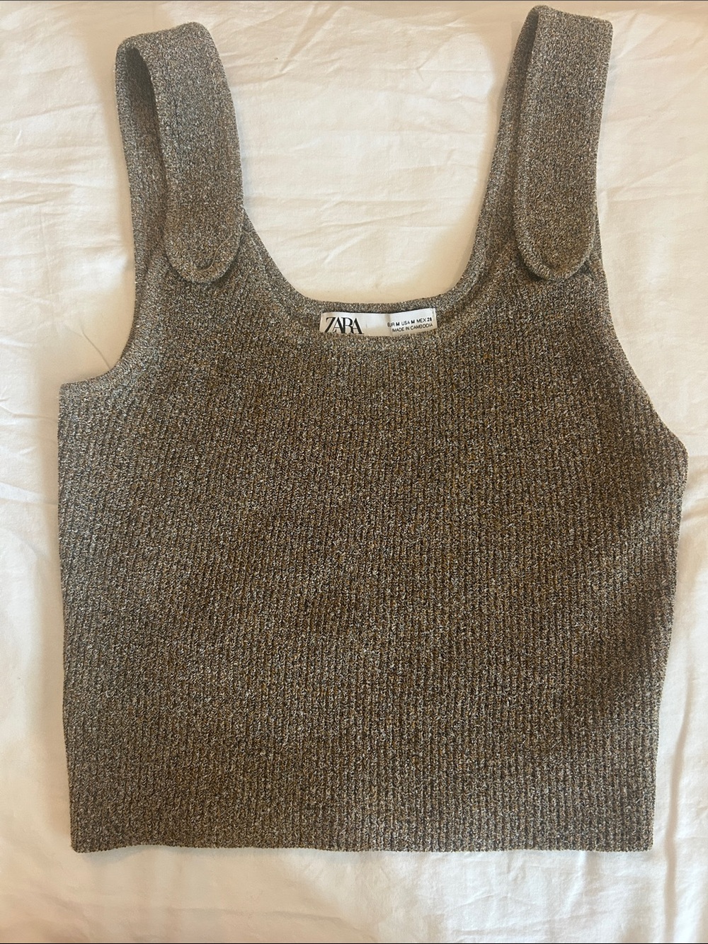 Zara - Ribbed Knit Tank Top in Heather Brown